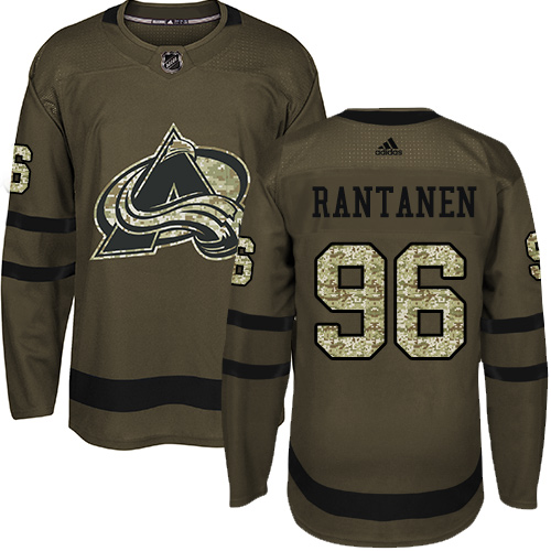 Adidas Avalanche #96 Mikko Rantanen Green Salute to Service Stitched NHL Jersey - Click Image to Close